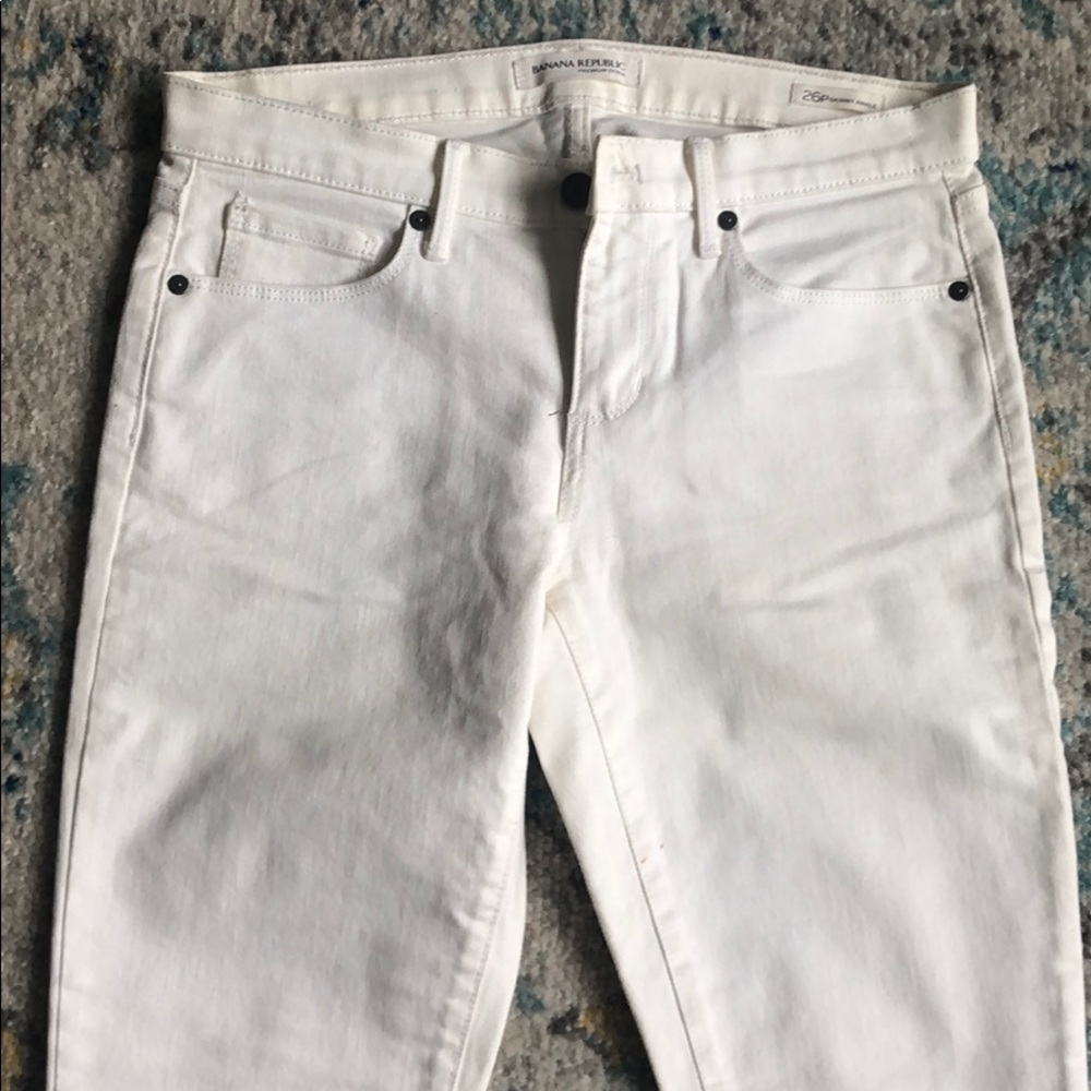 Banana Republic Skinny Ankle Jeans, white, 26P